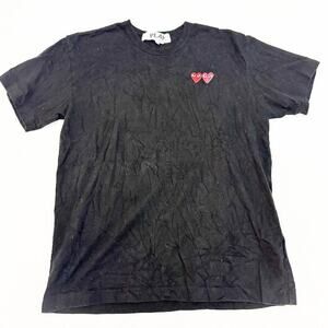 Commes De Garcons Play Double Hearts Black T-shirt Size XL